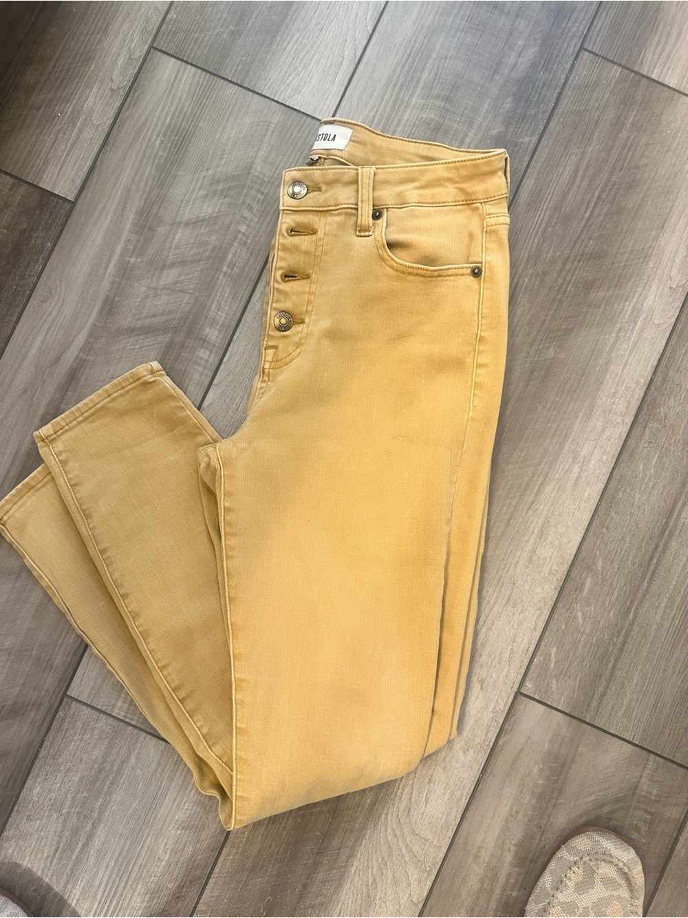 pistola High-Rise Button-Fly Skinny Jeans in Mustard Yellow